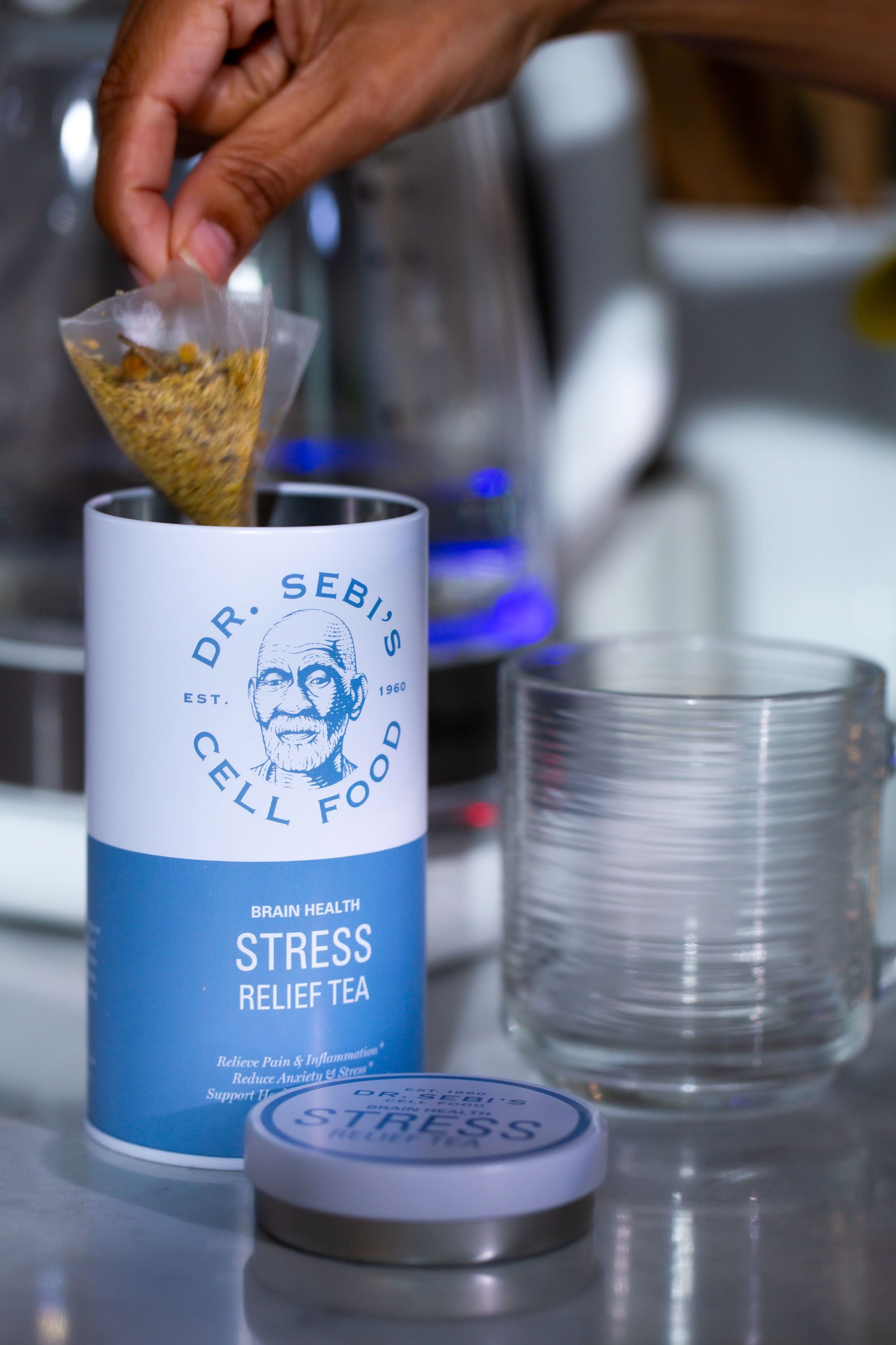 Stress Relief Tea Tin with 15 Tea Bags - Natural Stress Support by Dr. Sebi